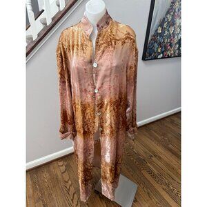 Kevin O'Brien Studio Philadelphia Velvet Silk Burnout Kimono Duster Coat Size La